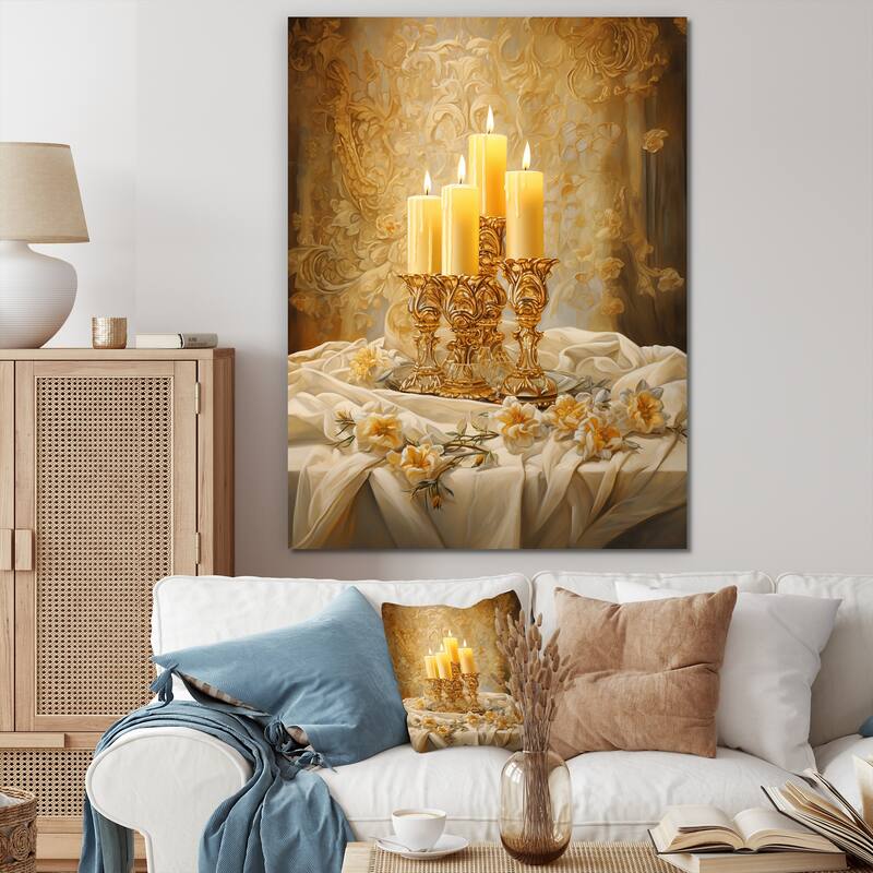Designart "Judaism Candelight Shabbat Serenity " Judaism Wall Art Bed